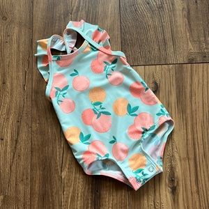 Oranges print flutter sleeve swimsuit